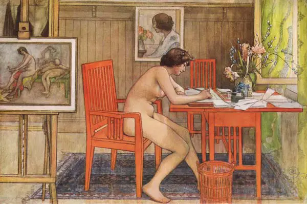 Das Bild »Model Writing Postcards« (1906) von Carl Larsson zum Thema »Was ist Kultur?«.