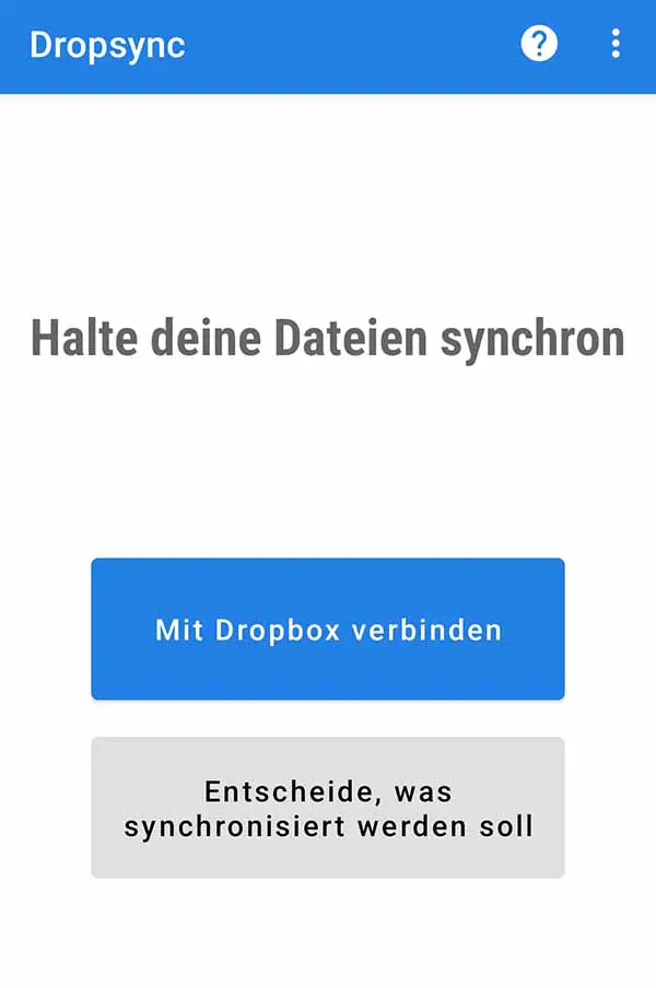 Dropsync mit Dropbox verbinden